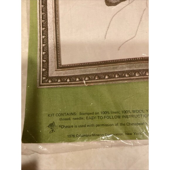 Vtg Columbia Minerva Cat Kitten Crewel Embroidery Kit Chessie 14x11 1976 Cottage - Picture 4 of 4